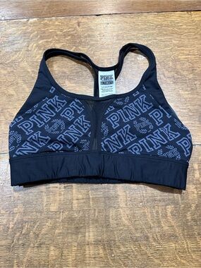 PINK Victoria's Secret Black Logo Racerback Sports Bra  small